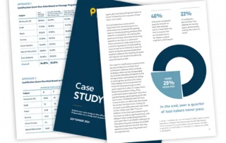 Graph showcasing the impact of Passage Preparation on teacher certification exam pass rates, highlighting a significant increase in pass rates for candidates who achieved 'Prepared Status' compared to those who did not.